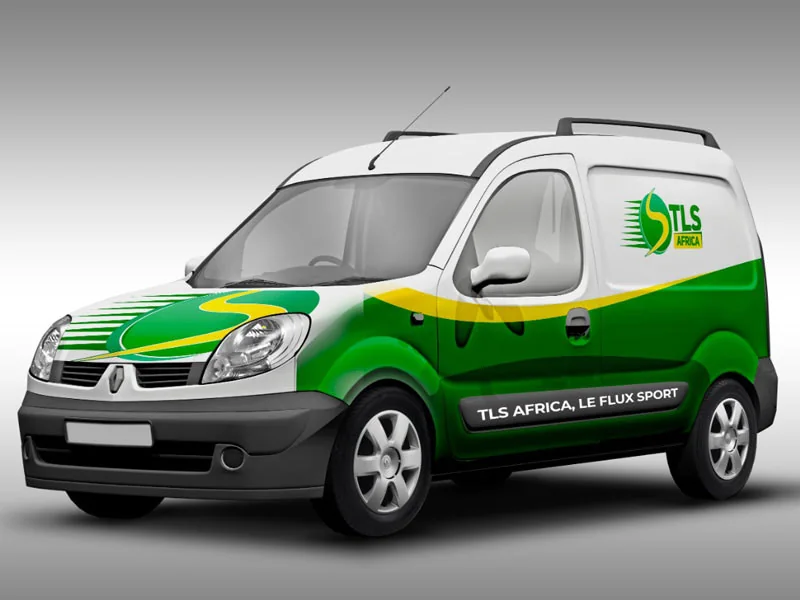Branding véhicule TLS Africa réalisé par AGAMA